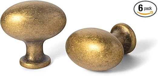 Goo-Ki 1.2Inch(36MM) Oval Antique Brass Cabinet Knobs, Zinc Alloy for Drawer Knobs for Dresser Cu... | Amazon (US)