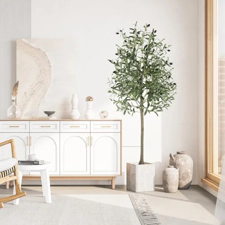 5FT Artificial Olive Tree Indoor, Tall Faux Olive Tree, Artificial Plants with Natural Wood Trunk and Lifelike Fruits for Home Office Decor | Walmart (US)