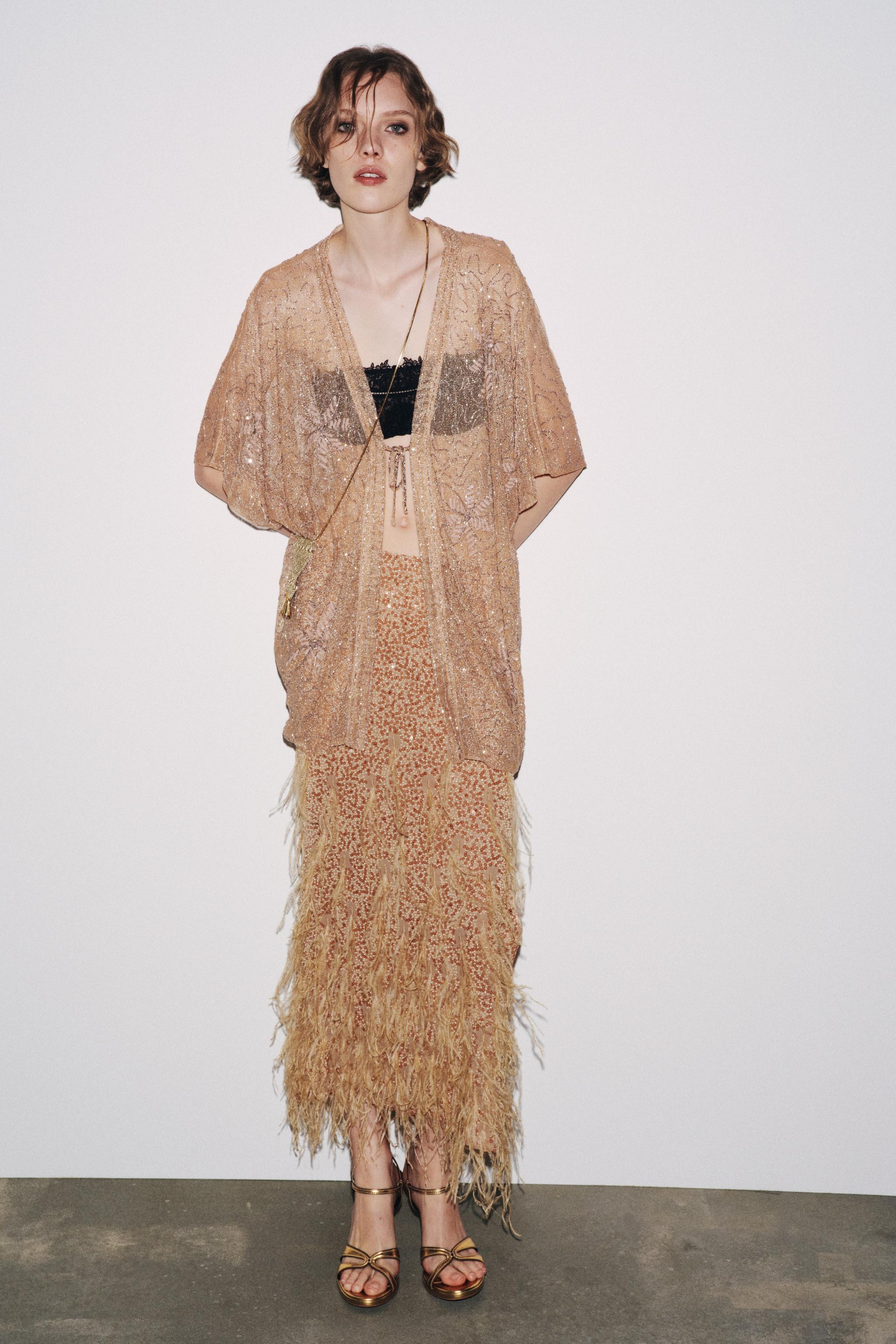 SEQUIN FEATHER SKIRT | Zara US