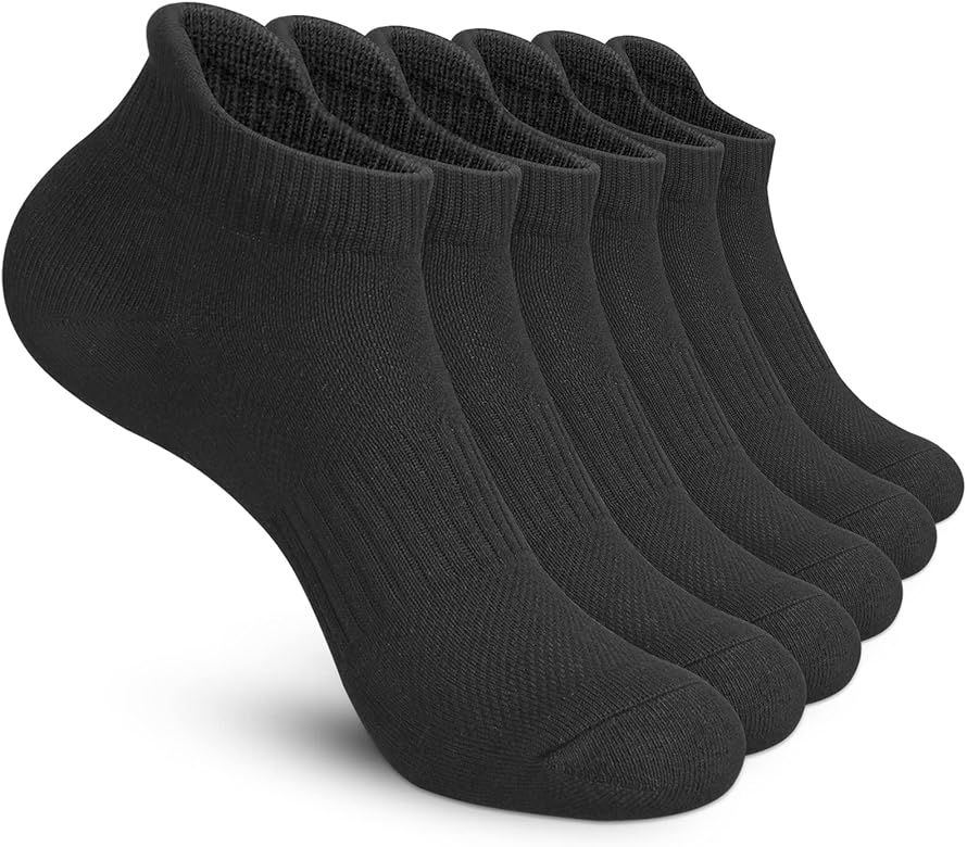 Felicigeely Ankle Athletic Running Socks Low Cut Sports Socks Breathable Cushioned Tab Socks for Men Women 6 Pairs | Amazon (US)