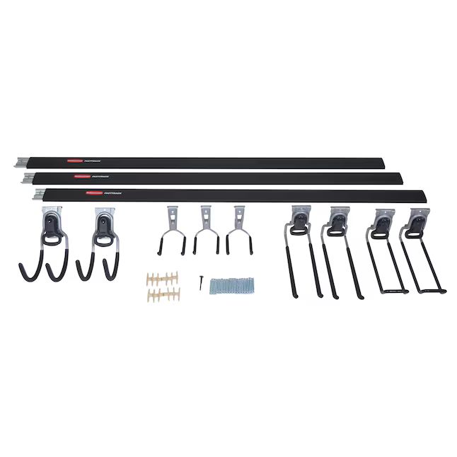 Rubbermaid FastTrack Garage 12-Piece Black/Silver Steel Multipurpose Storage Rail System | Lowe's