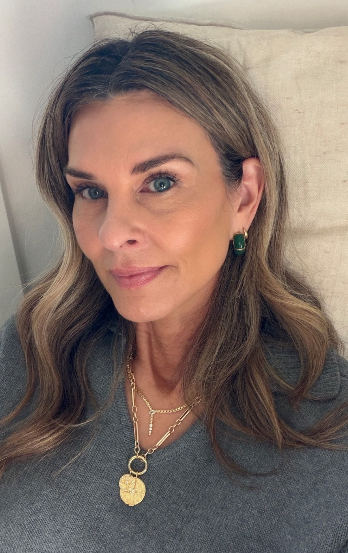  Current make-up and jewelry.
Revitalash has thickened up my brows. I only have on tinted gel here. Blush is a long-time favorite, Luxe+in color sunset. 
-Target polo sweater 


#LTKBeauty #LTKselfcare #LTKOver40