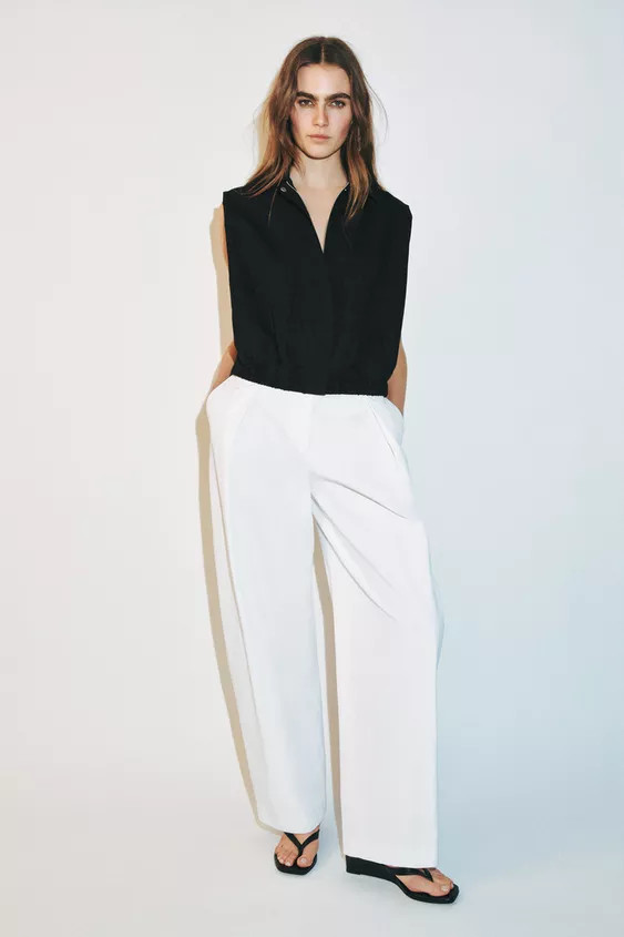 POPLIN TROUSERS WITH DARTS | Zara UK