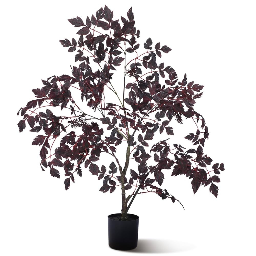 3ft Fall Artificial Cimicifuga Plant Autumn Faux Plum Leaf Plants in Pot Faux Plum Cimicifuga Ste... | Amazon (US)