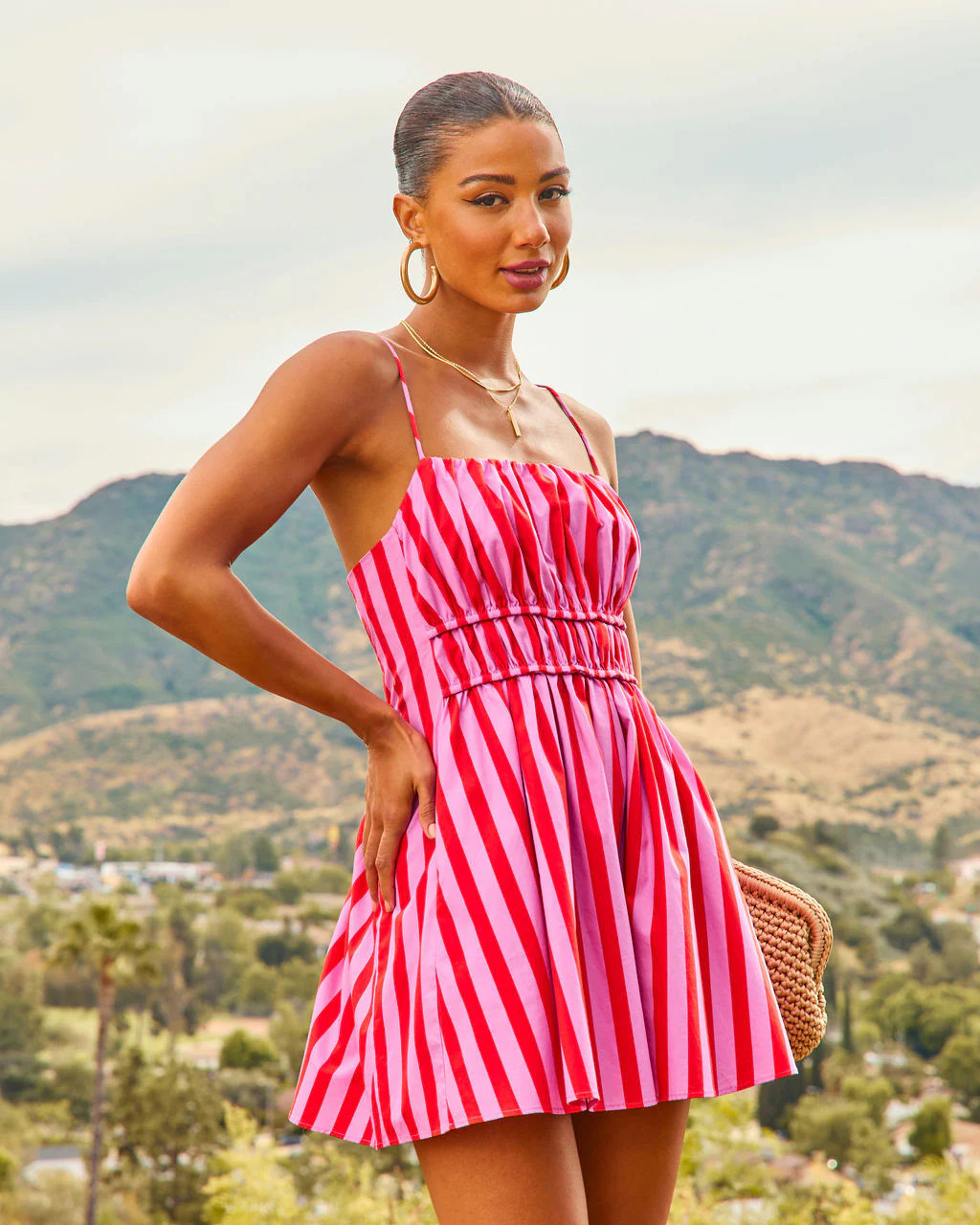 Island Poise Striped Fit And Flare Mini Dress | VICI