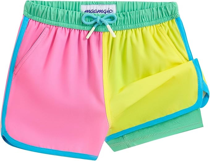 maamgic Boys Swim Trunks with Compression Liner Vintage Swim Shorts Toddler Swimsuit | Amazon (US)