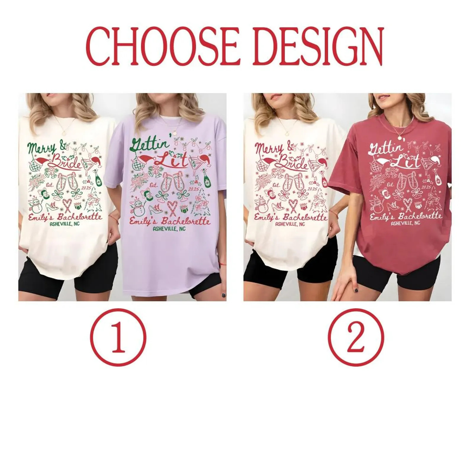 Christmas Bachelorette Comfort Colors Shirt, Merry And Bride Bridal Shower Shirt, Christmas Brida... | Etsy (US)