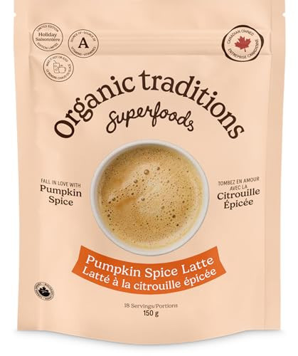 Organic Traditions Pumpkin Spice Latte Instant Coffee, Canadian Owned, Dairy Free PSL Pumpkin Spice Coffee Blend 150g/5.3oz Bag | Amazon (CA)