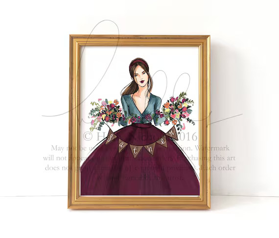 Gather (Thanksgiving Fashion Illustration Print) Choose your Hair Color/Skintone | Etsy (US)