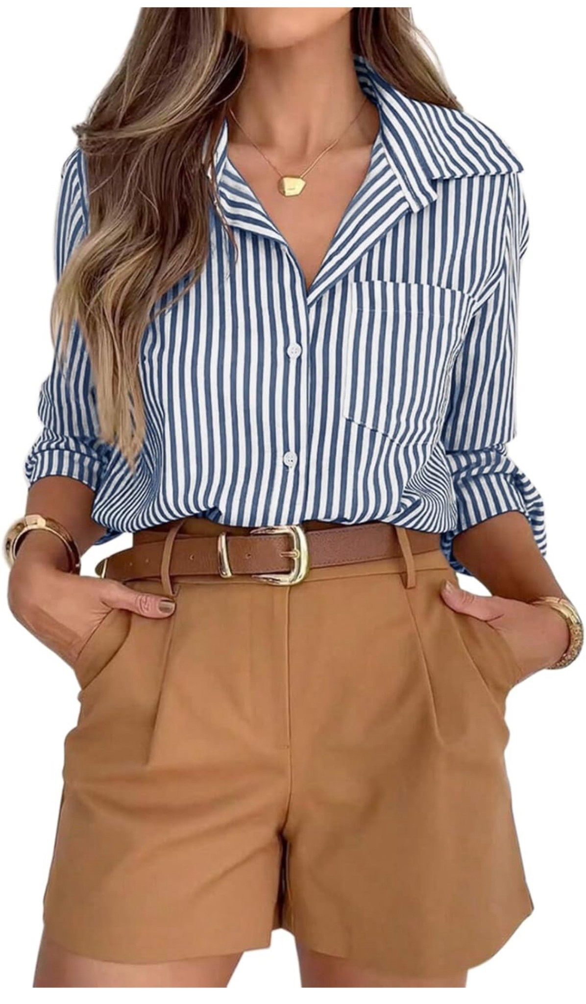 Light Shirt, perfect for summer! Siliteelon Striped Button Down Shirts for Women Dress Shirts Long Sleeve Casual Collared Office Work Shirt with Pocket

#LTKOver40 #LTKSaleAlert #LTKPetite