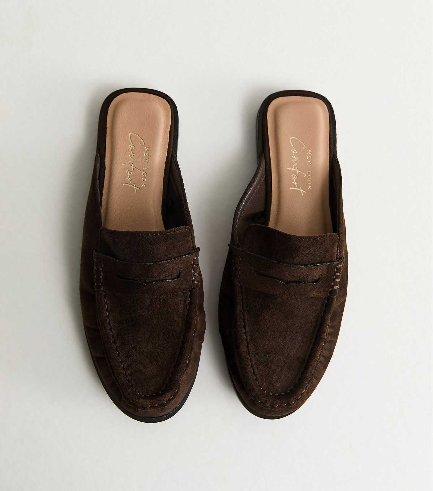 Mid Brown Faux Suede Open Back Mule Loafers | New Look | New Look (UK)