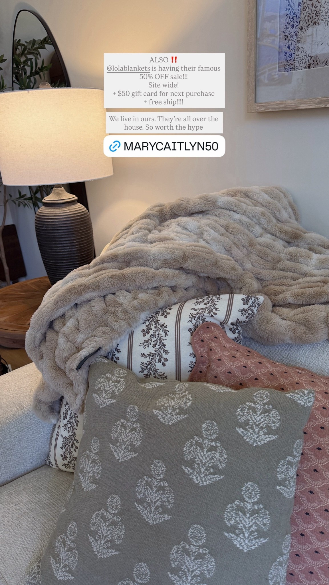 LOLA BLANKETS SALE !!! “MARYCAITLYN50”

#LTKmomlife #LTKSaleAlert #LTKHome