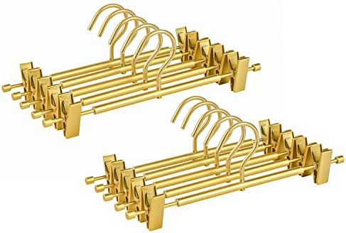 Amber Home 10 Pack Premium Matte Gold Aluminum Pants Hangers, 12.2” Extra Smooth & Durable Meta... | Amazon (US)
