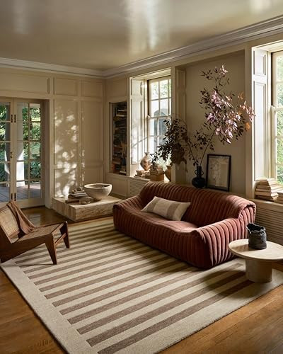 Loloi Leanne Ford Craven Collection CVN-05 Oatmeal/Bark 3'-6" x 5'-6" Accent Rug Striped, Pattern... | Amazon (US)