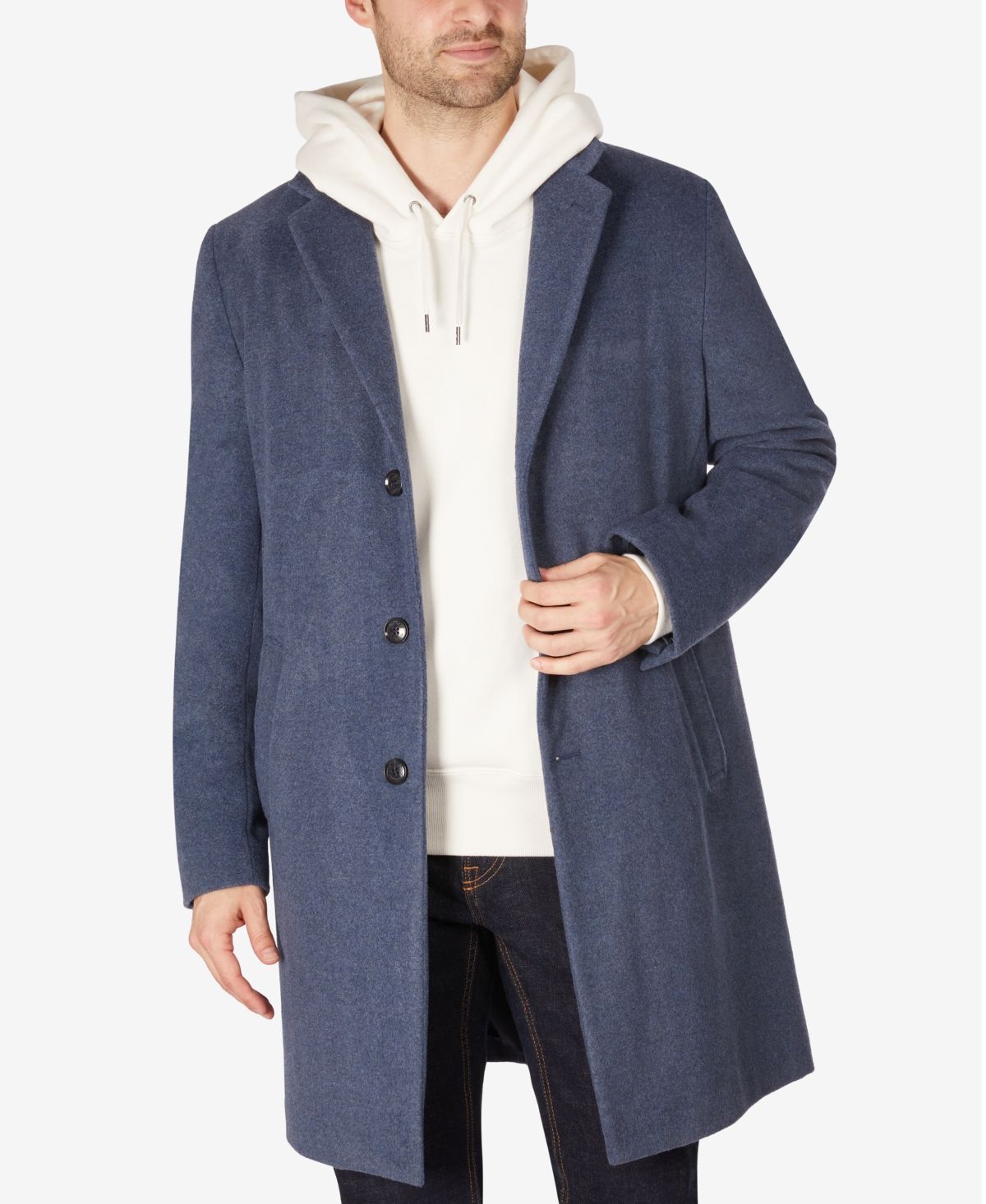 Tommy Hilfiger Men's Addison Wool-Blend Trim Fit Overcoat | Macys (US)