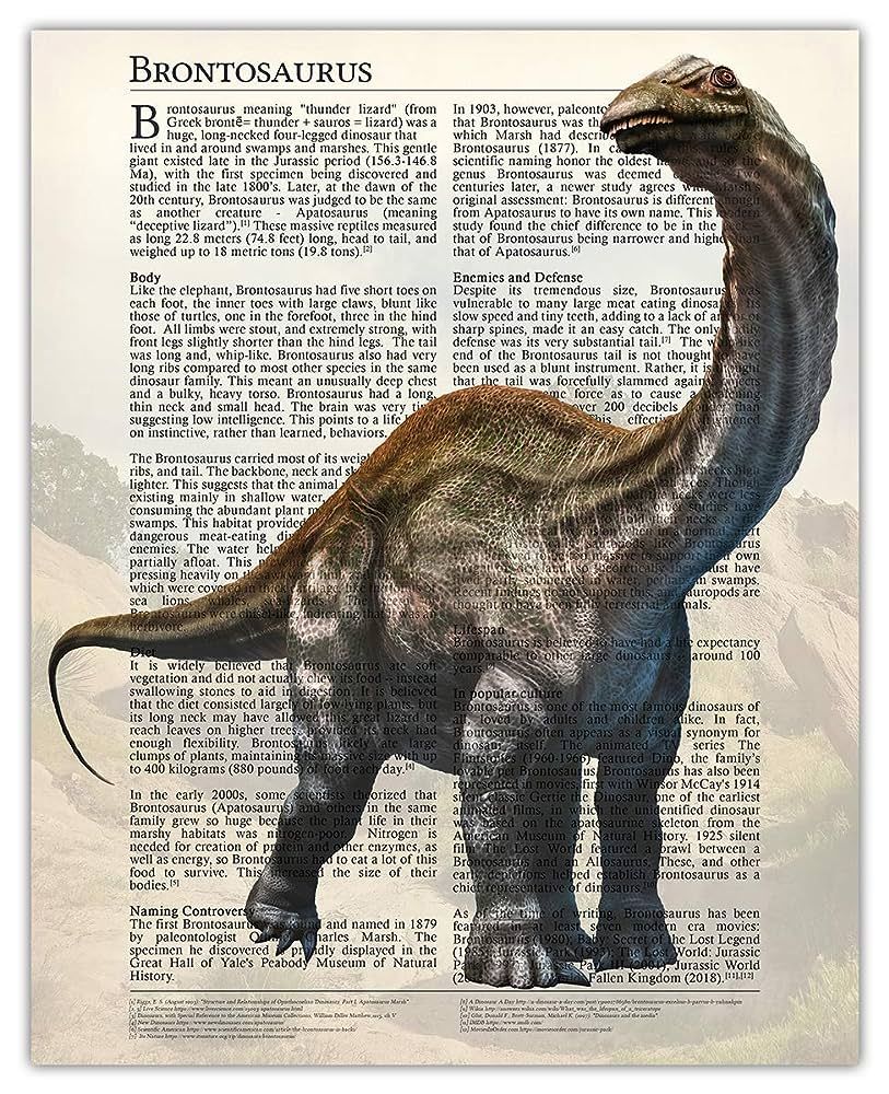 Brontosaurus 8x10 Dinosaur Wall Art: Discover this Jurassic Wonder with Our Dinosaur Room Decor f... | Amazon (US)
