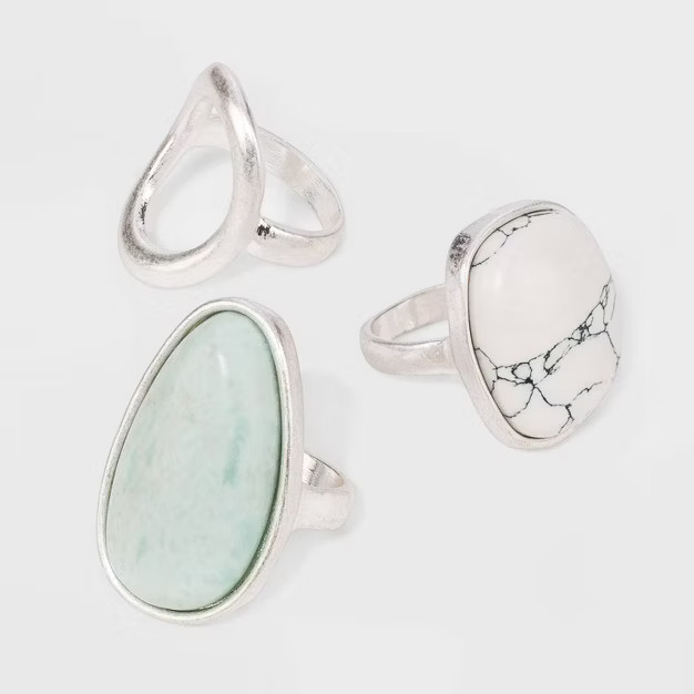 Mixed Semi-Precious Stone Ring Set - Universal Thread™ 8/7 | Target