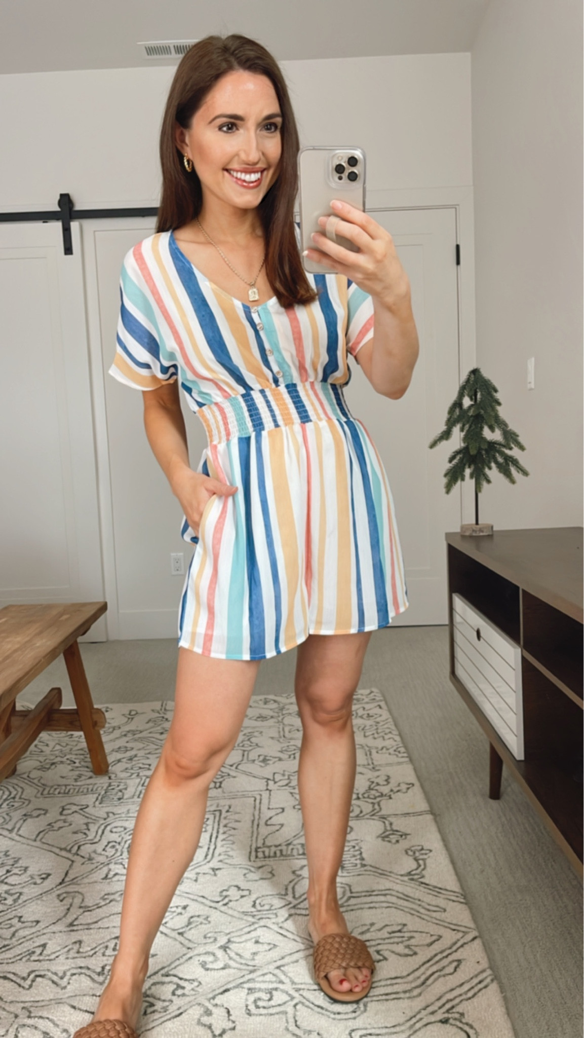 Love this chiffon material romper for spring and summer! It has pockets and buttons in the front. So comfy! Double lined, not see through. 
Wearing Small, I’m 5’3”

Summer dress, spring dress, casual spring outfit, occasion dress, wedding guest, baby shower, bridal shower, vacation dress, resort wear, affordable style, Jane fashion 

#LTKtravel #LTKunder50 #LTKSeasonal