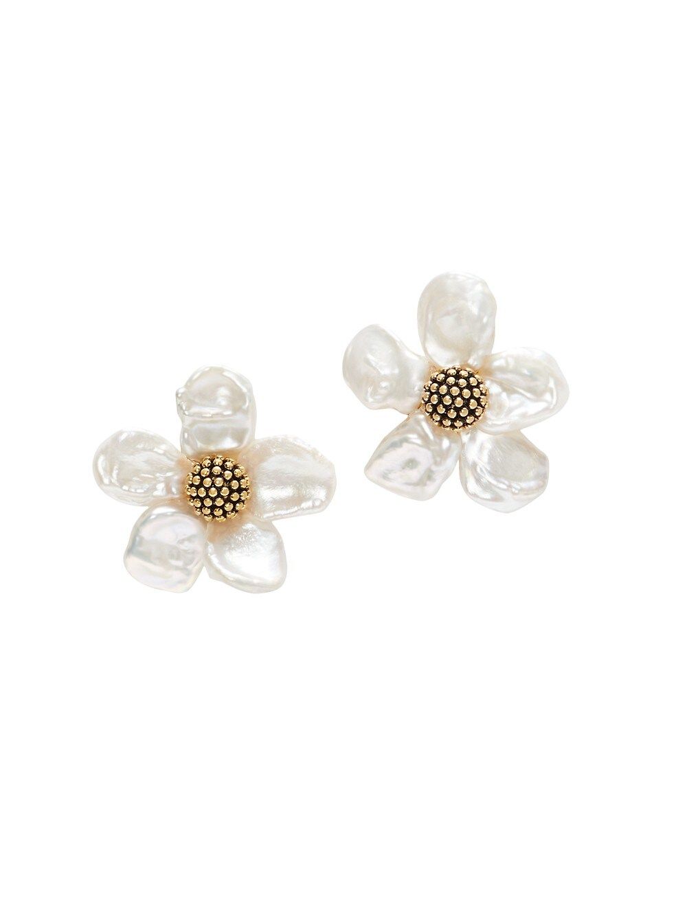 Goldtone & Freshwater Pearl Flower Stud Earrings | Saks Fifth Avenue