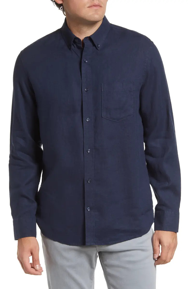 Nordstrom Trim Fit Solid Linen Button-Down Shirt | Nordstrom | Nordstrom