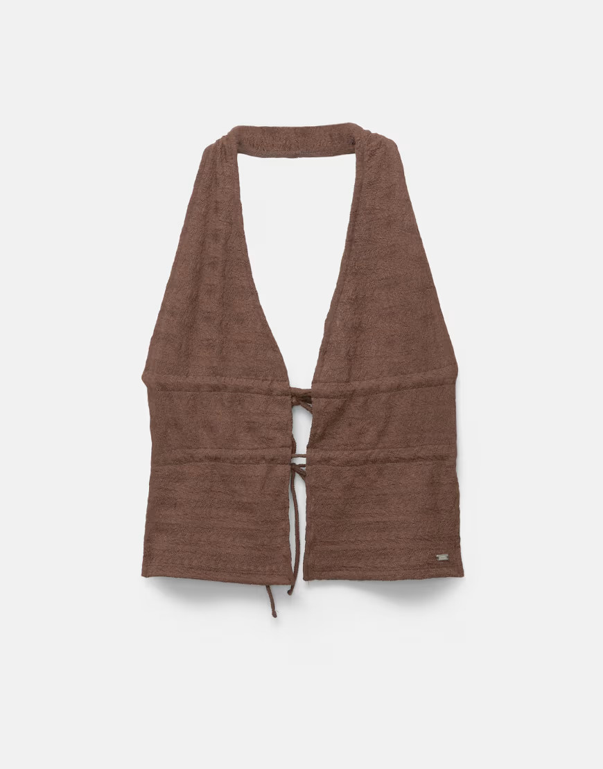 Pull&Bear rustic halter top in chocolate-Brown | ASOS (Global)