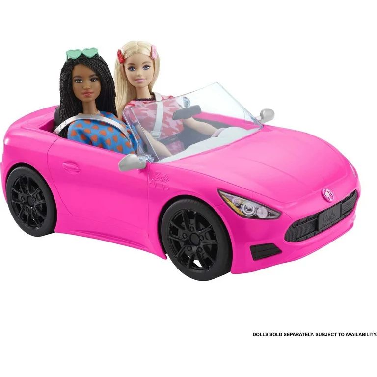 Barbie Convertible Toy Car, Bright Pink with Seatbelts and Rolling Wheels (Seats 2 Dolls), Toy fo... | Walmart (US)