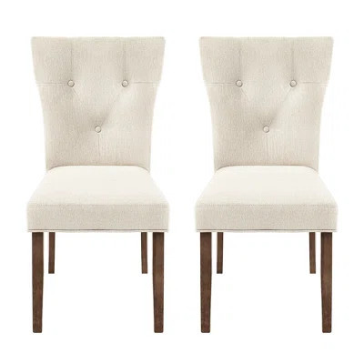 Dining Chairs Of 2 In Cream, Upholstered With Textile And Strong Rubberwood Legs For Room 2, Cream Modern Look Kitchen | Wayfair North America