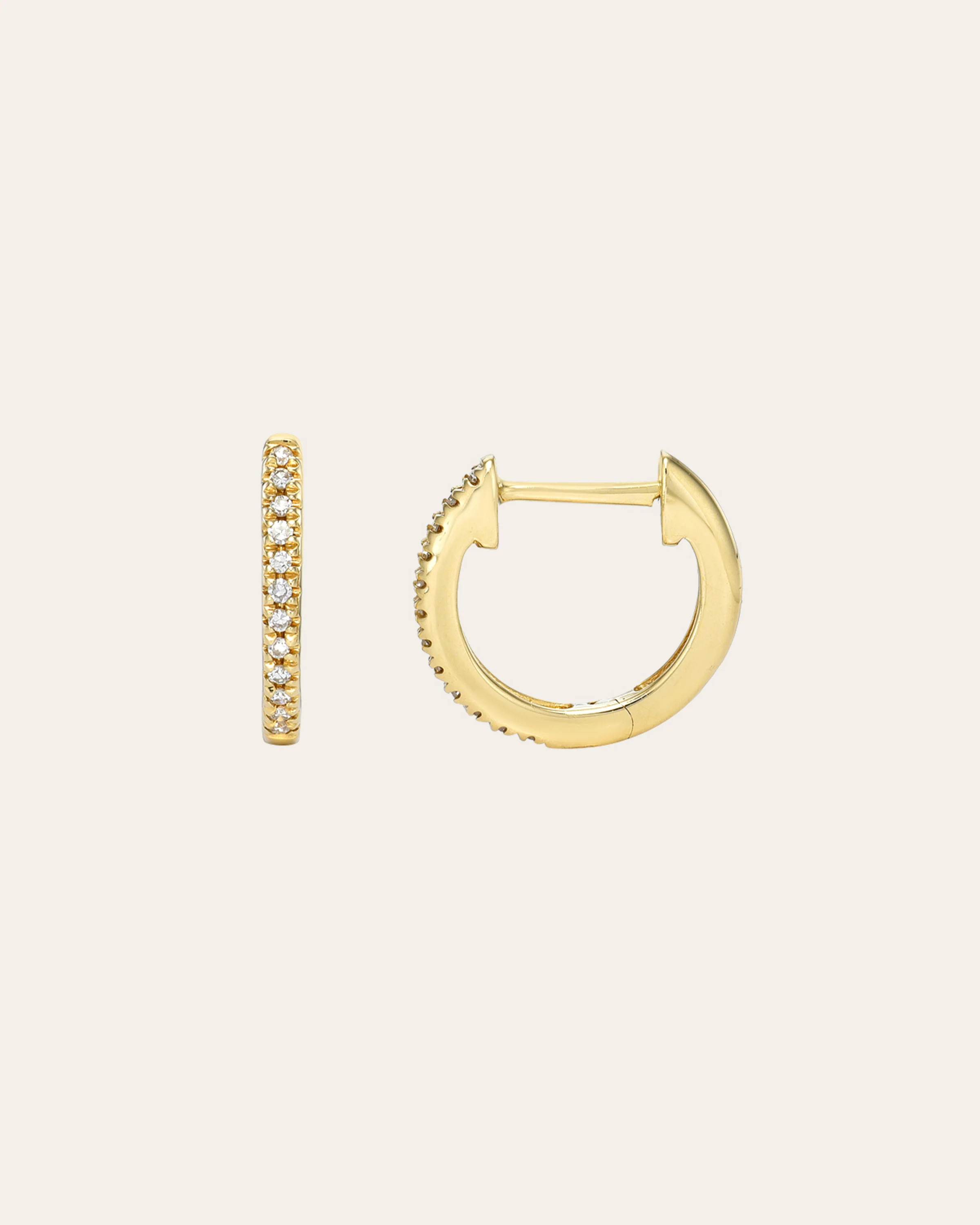 Diamond Huggie Earrings | Zoe Lev Jewelry