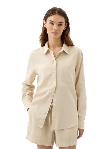 GAP Womens Linen Easy Shirt Khaki 2 XL | Amazon (US)