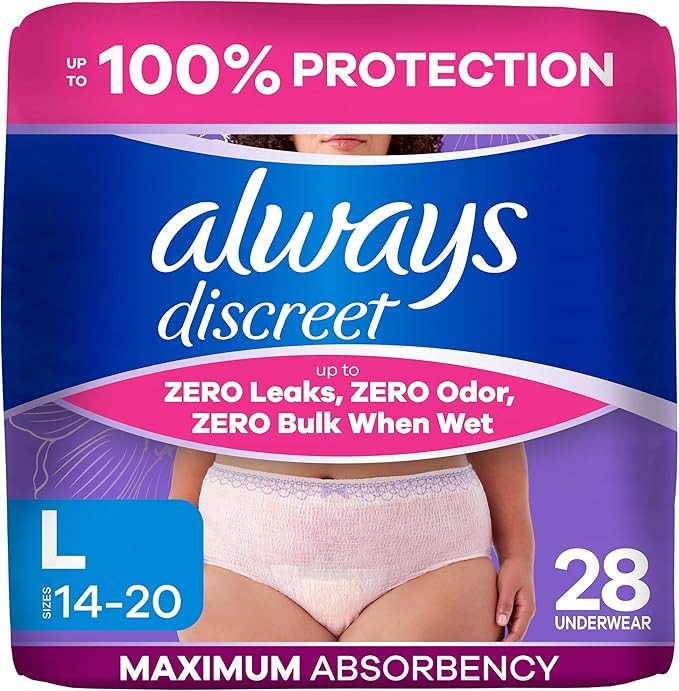 Always Discreet Adult Diapers for Women, Incontinence Underwear, Postpartum Essentials, Disposabl... | Amazon (US)