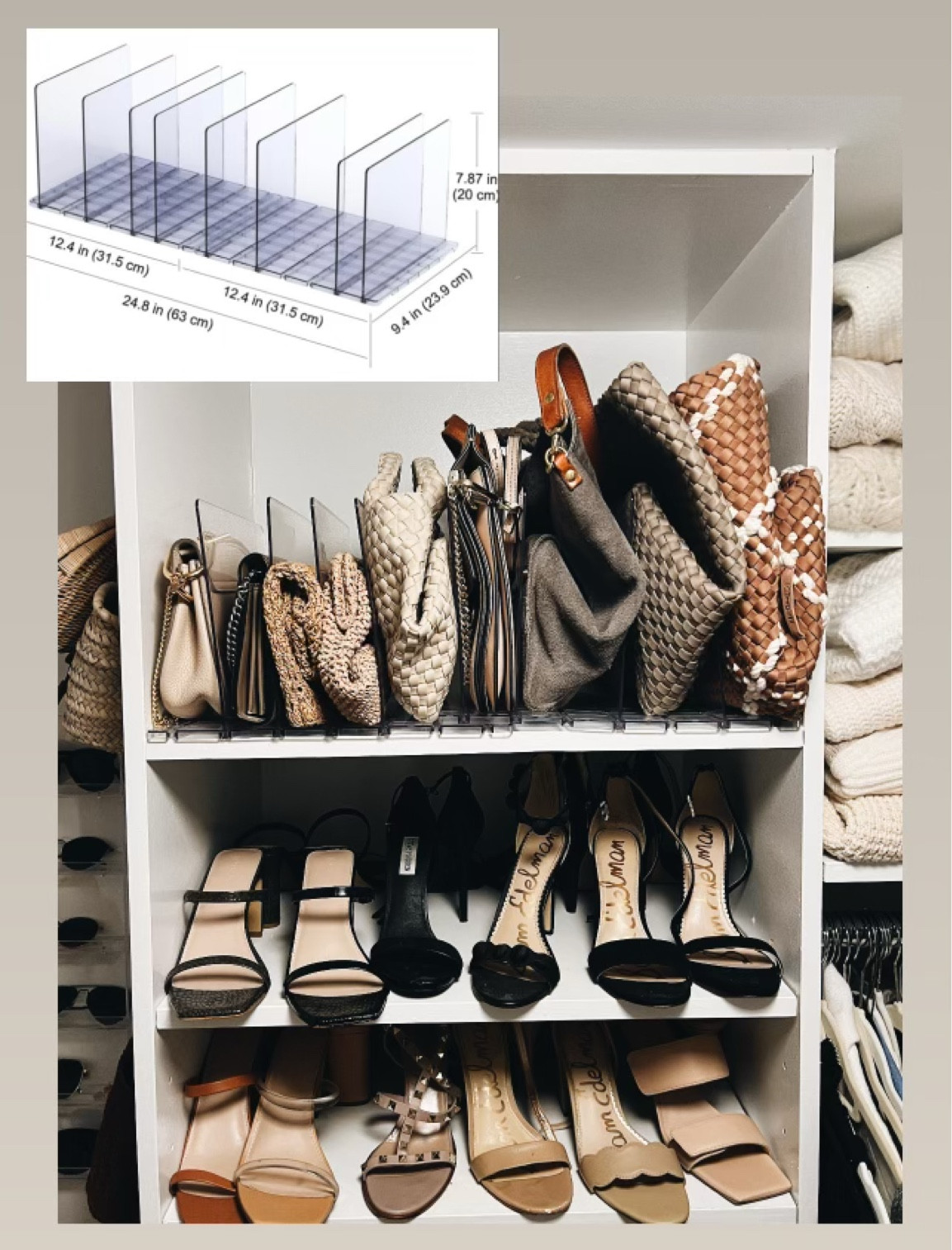 Purse organizer, closet organizer, adjustable clear dividers 

#LTKhome #LTKfindsunder50