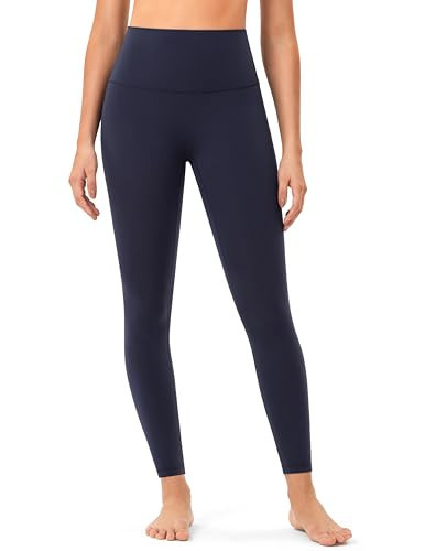 YUNOGA High Waisted Yoag Pants for Women Tummy Control - 25" No Front Seam Workout Lounge Leggings (Navy,XXL) | Amazon (US)