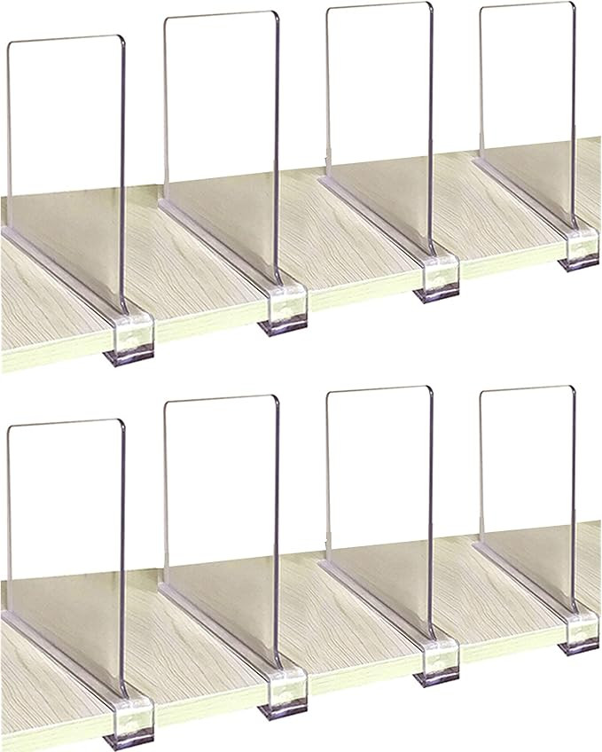 CY craft Shelf Dividers for Closets, 8PCS Clear Acrylic Shelf Divider for Wood Shelves and Clothe... | Amazon (US)