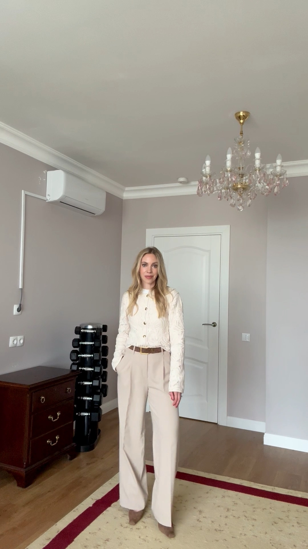 Work outfit, lace cardigan, suede YSL belt, neutral spring outfit, spring workwear 

#LTKSeasonal #LTKOver40 #LTKWorkwear