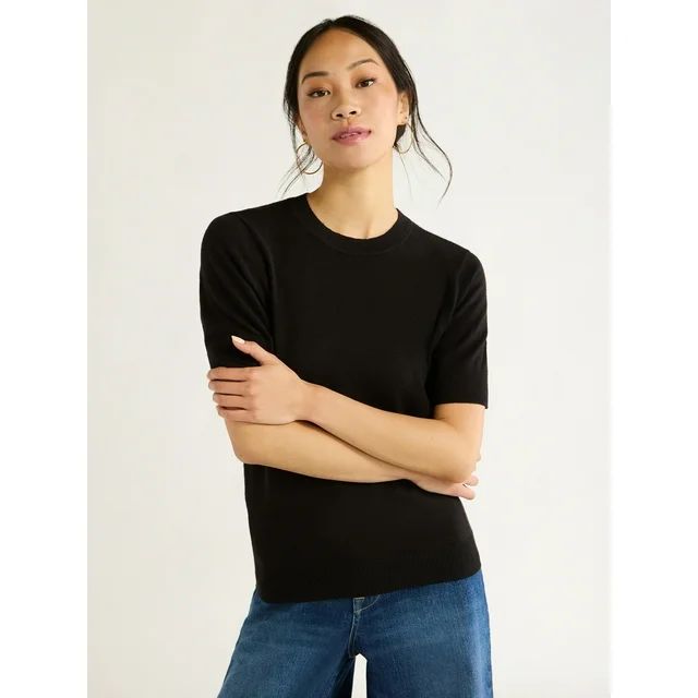 Free Assembly Women's Shrunken Sweater Tee, Sizes XS-XXL - Walmart.com | Walmart (US)