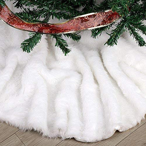 FDY MY Faux Fur Christmas Tree Skirt 36 inches Elegant Pure White Xmas Holiday Tree Skirts for Christmas Tree Decorations | Amazon (US)
