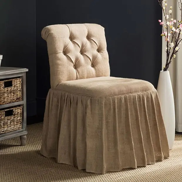 Jute Upholstered Vanity Chair | Antique Farm House