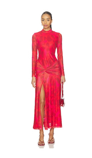 Lea Floral Mesh Dress in Pink Red Spring Floral | Revolve Clothing (Global)