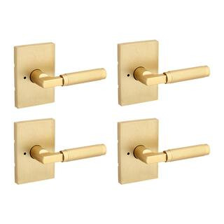 Kwikset Prava Satin Brass Privacy Bed/Bath Door Handle 4-Pack 730PVL RCT 4 CP 4PK - The Home Depo... | The Home Depot