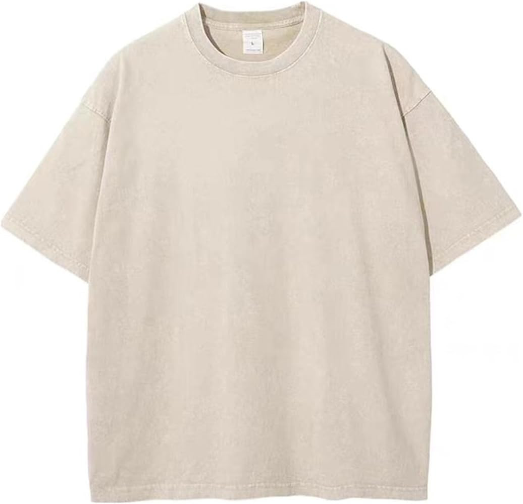 Oversized Cotton Solid T Shirts for Men Vintage Streetwear Basic Tees Baggy Hip Hop Unisex Tops A... | Amazon (US)