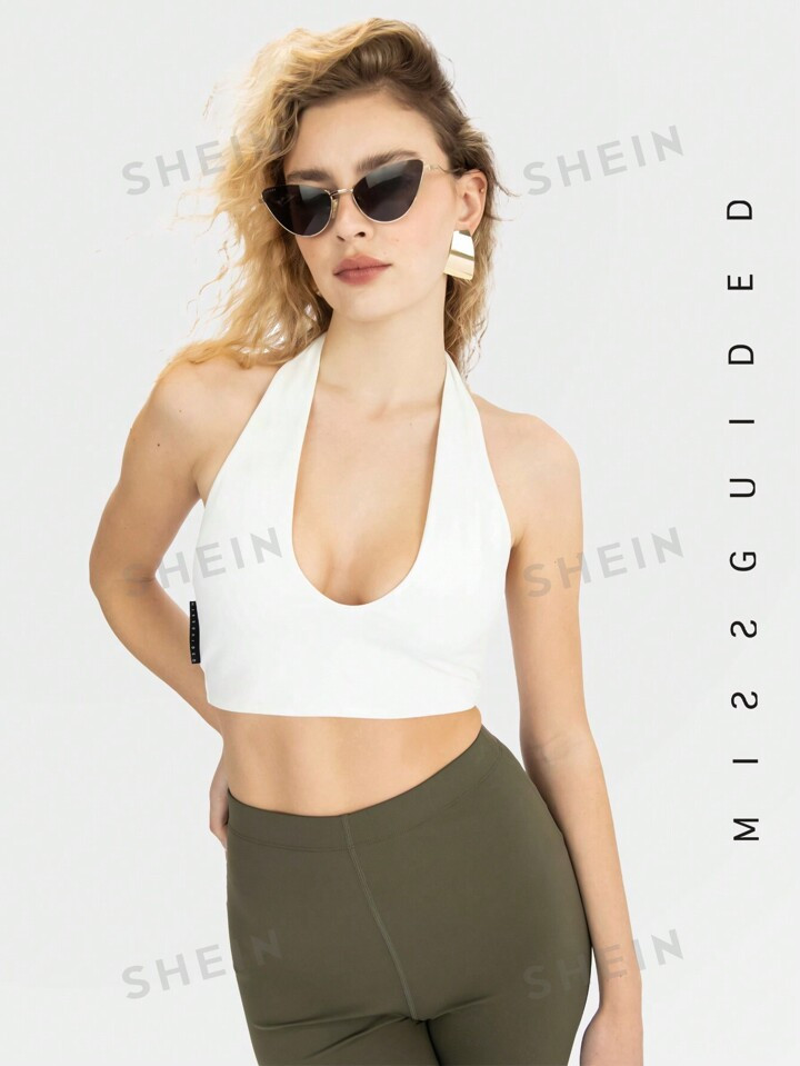 MISSGUIDED Premium Halter Neck Crop Top | SHEIN