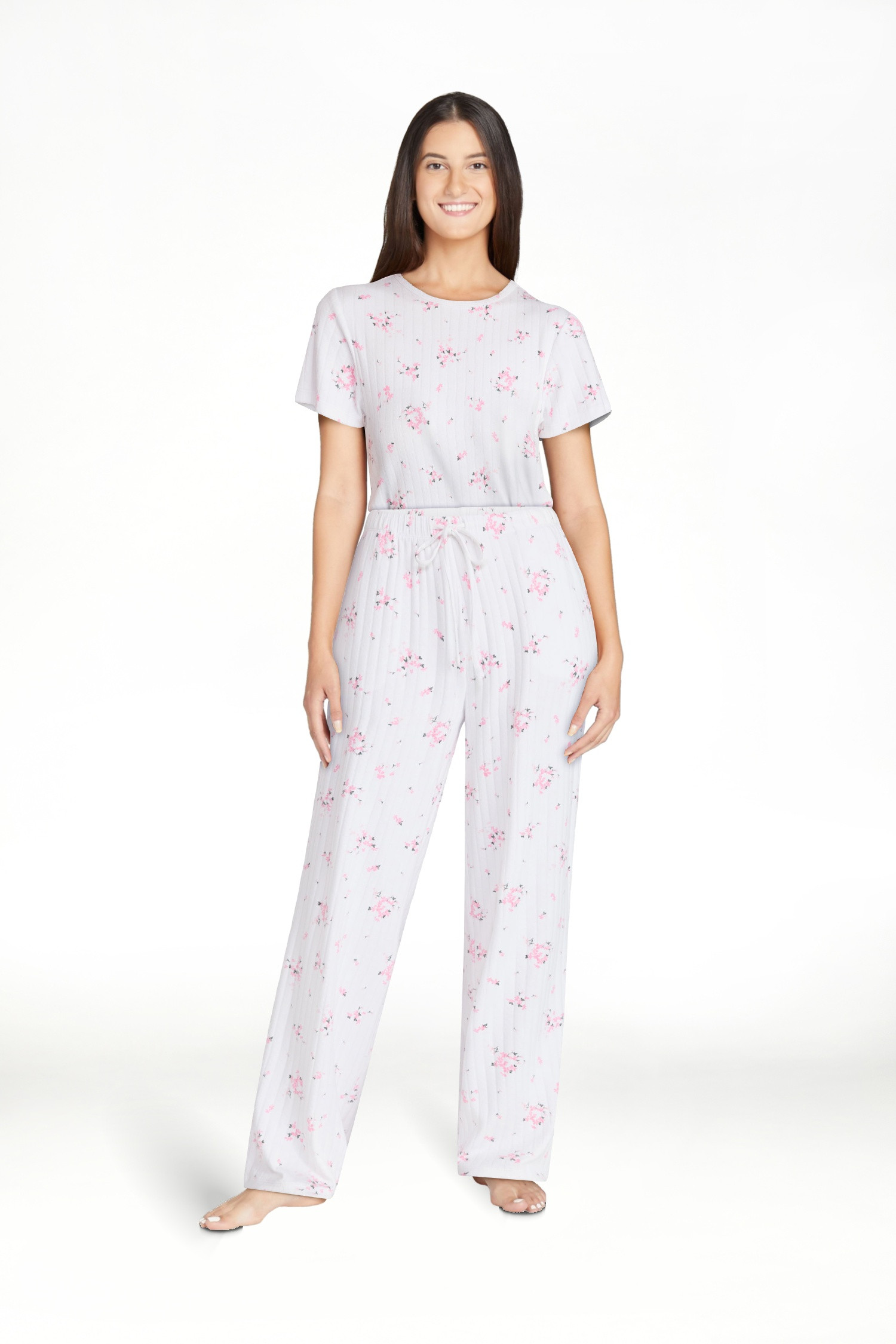 Joyspun Women’s Pointelle Knit Sleepwear Pants, 30'' Inseam, Sizes XS-3X | Walmart (US)