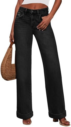 KUNMI Jeans for Women Wide Leg Baggy High Waist Boyfriends Straight Leg Stretchy Denim Pants Tren... | Amazon (US)
