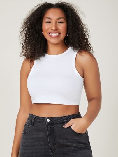 SHEIN BASICS Plus Crop Tank Top | SHEIN