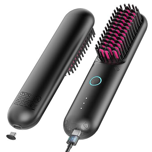 TYMO Porta Cordless Hair Straightener Brush, Portable Mini Straightening Brush for Travel, Negative Ion Hot Comb Hair Straightener for Women, Lightweight to Carry Out, USB Rechargeable, Anti-Scald | Amazon (US)