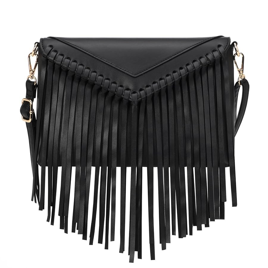KouLi Buir Tassel Crossbody Purse for Women PU Leather Western Hobo Fringe Handbag Shoulder Bag | Amazon (US)