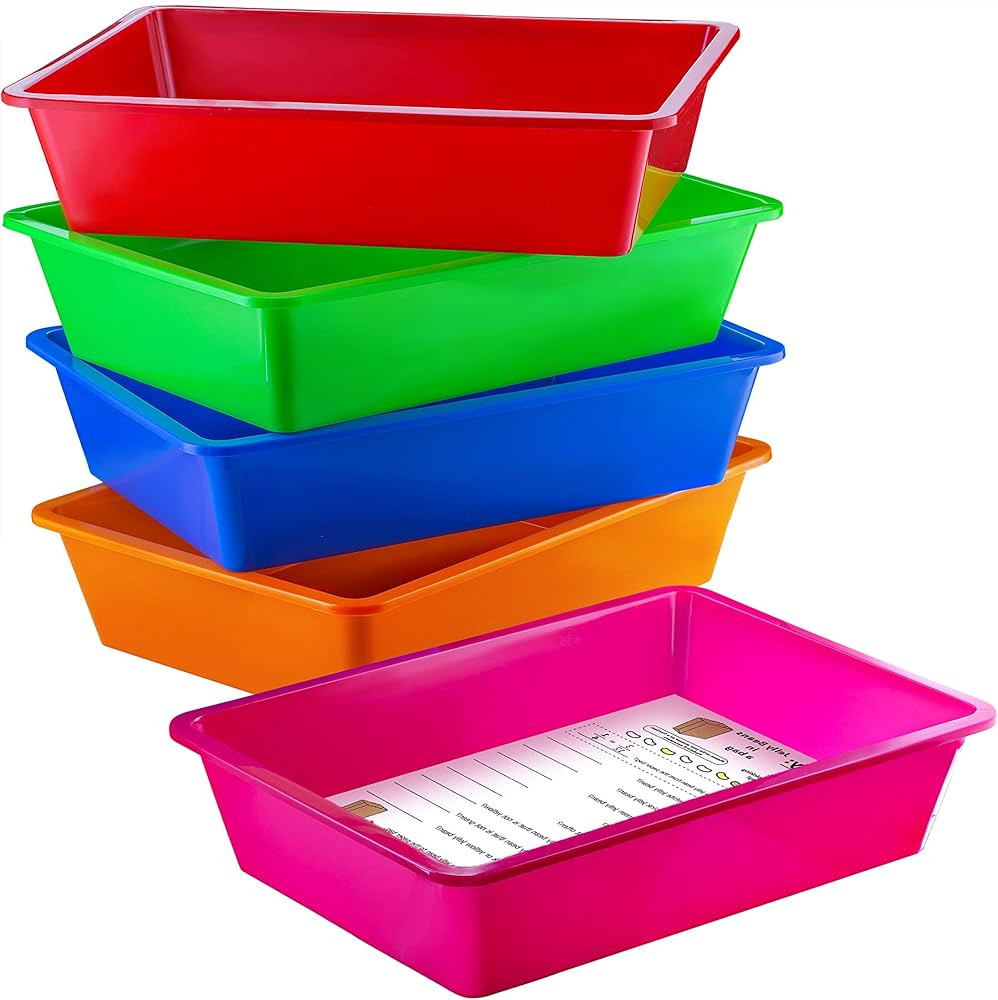 Zilpoo 5 Pack – Paper Organizer Bins, Colorful Plastic Turn in Tray, Classroom File Holder, Tea... | Amazon (US)