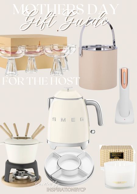 Mother’s Day Gift Ideas- for the host
Ice bucket, aesthetic gifts, cheese fondue, candle, coupe set, wine opener, electric wine opener, mothers gift guide, smeg, kettle, hosting platter, hosting board, entertaining party 
#mothersday2024 #mothersdaygiftguide

#LTKhome #LTKsalealert #LTKGiftGuide