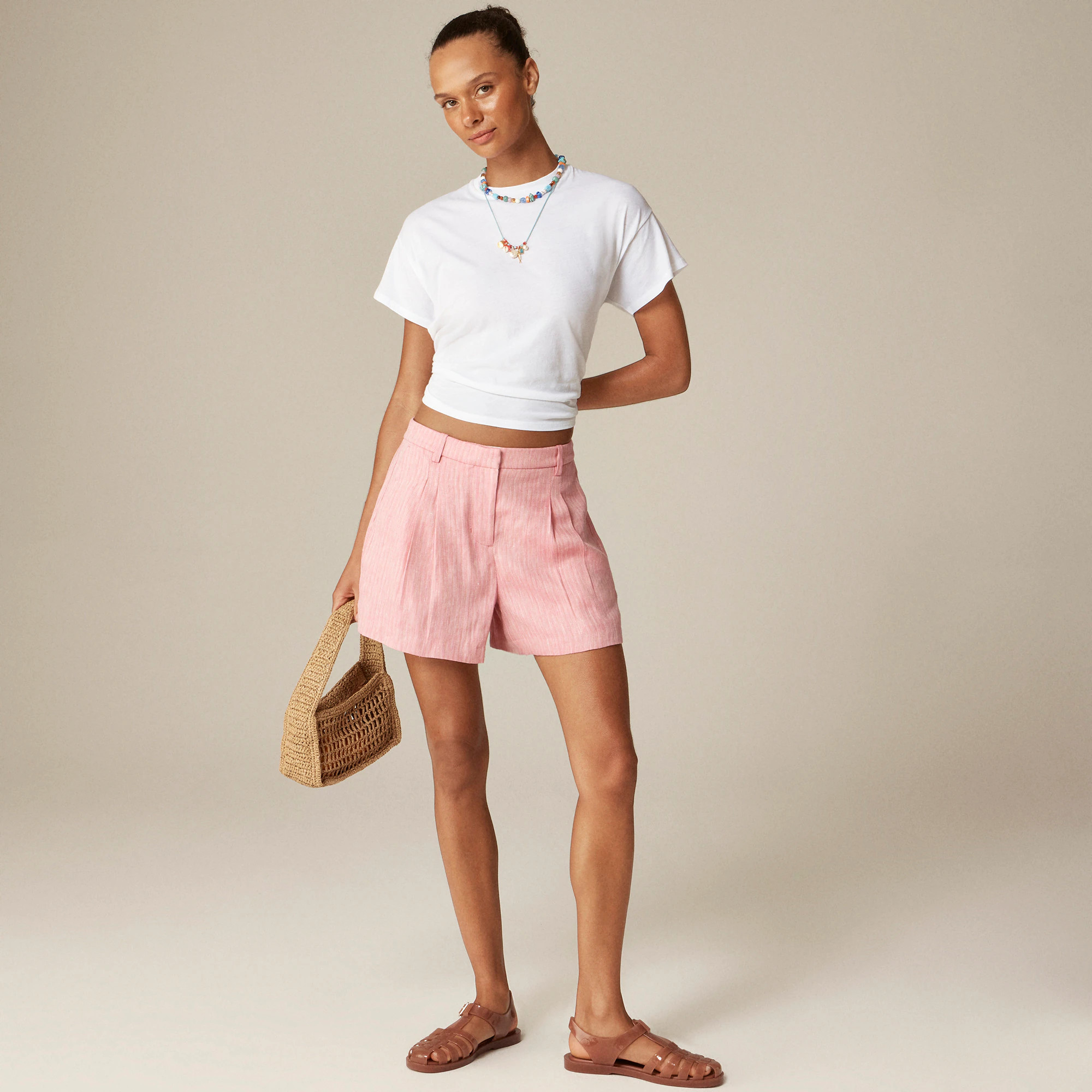 Lucia short in herringbone linen blend | J. Crew US