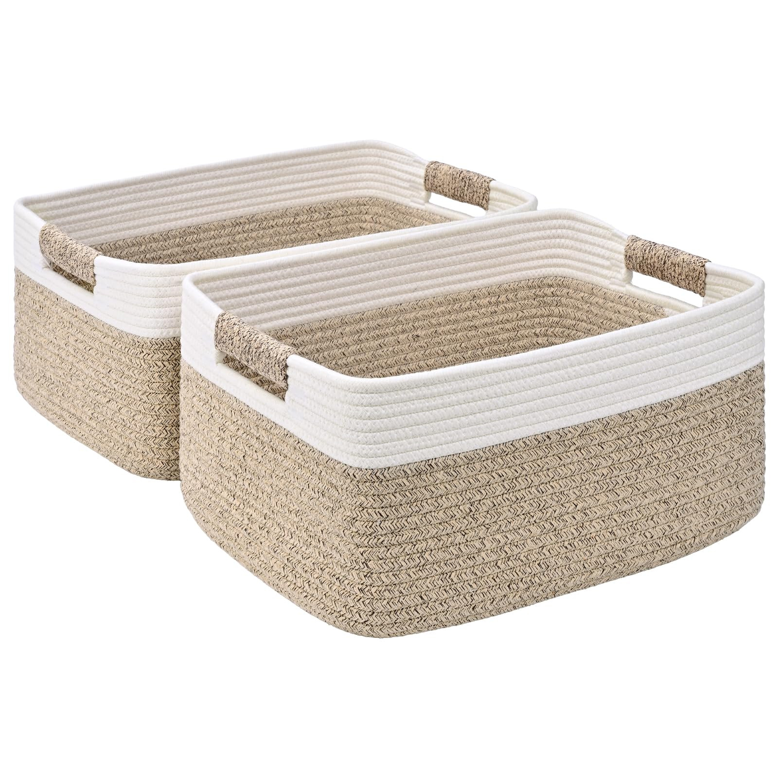 2 Pack Large Storage Basket for Organizing, 17.5"x13"x7" Woven Basket for Shelves, Closet Cube St... | Amazon (US)